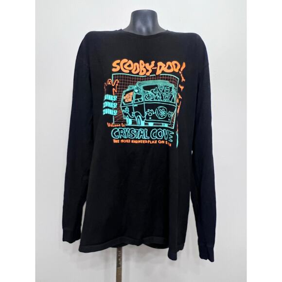 Scooby Doo T-Shirt Sz XL Black Colorful Graphic Arm SpellOut Halloween Haunted - Picture 1 of 5